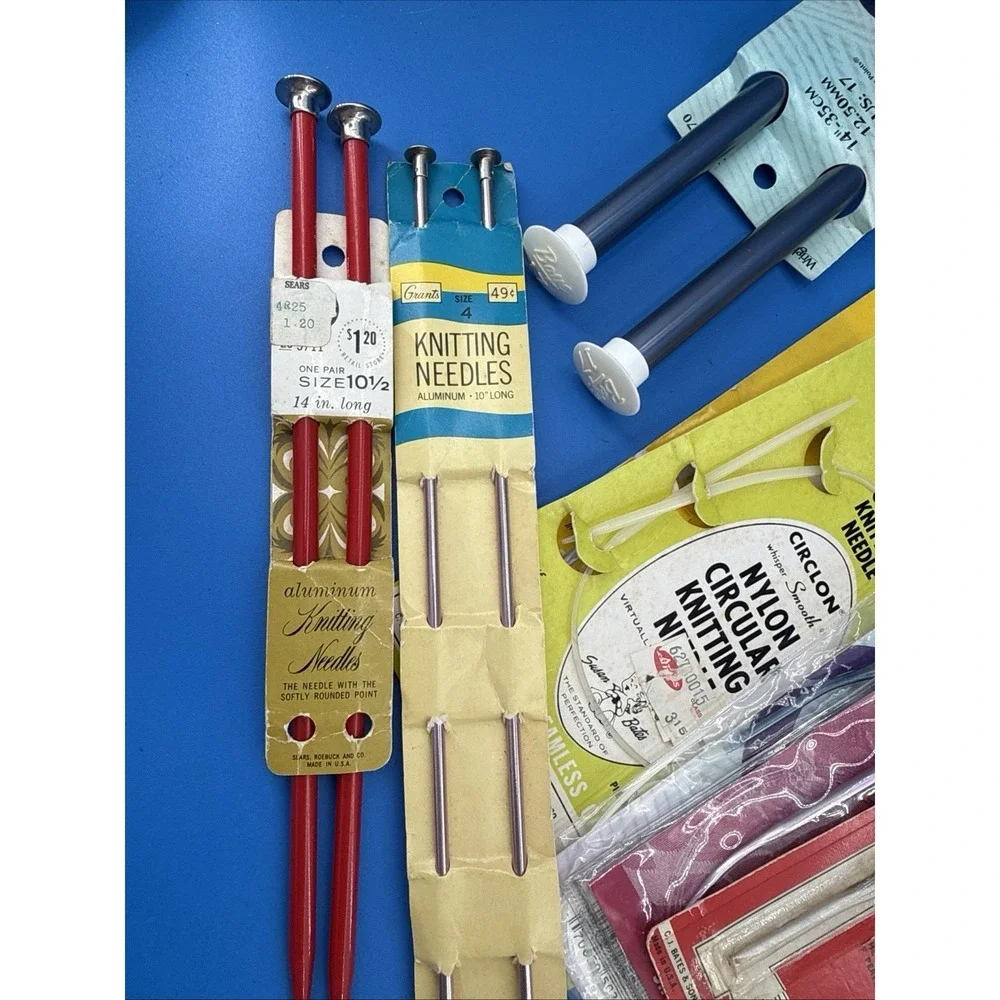 vintage lot of Boye and Susan Bates knitting needles and crochet hooks.